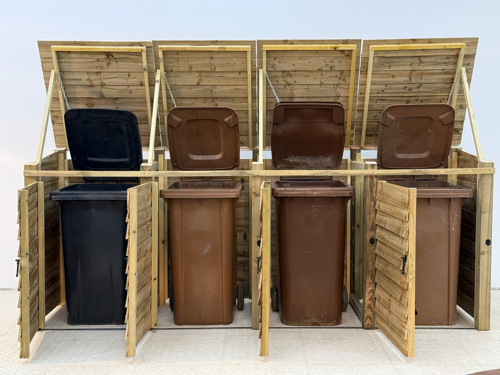 Wooden Wheelie Bin Store, Natural Finish