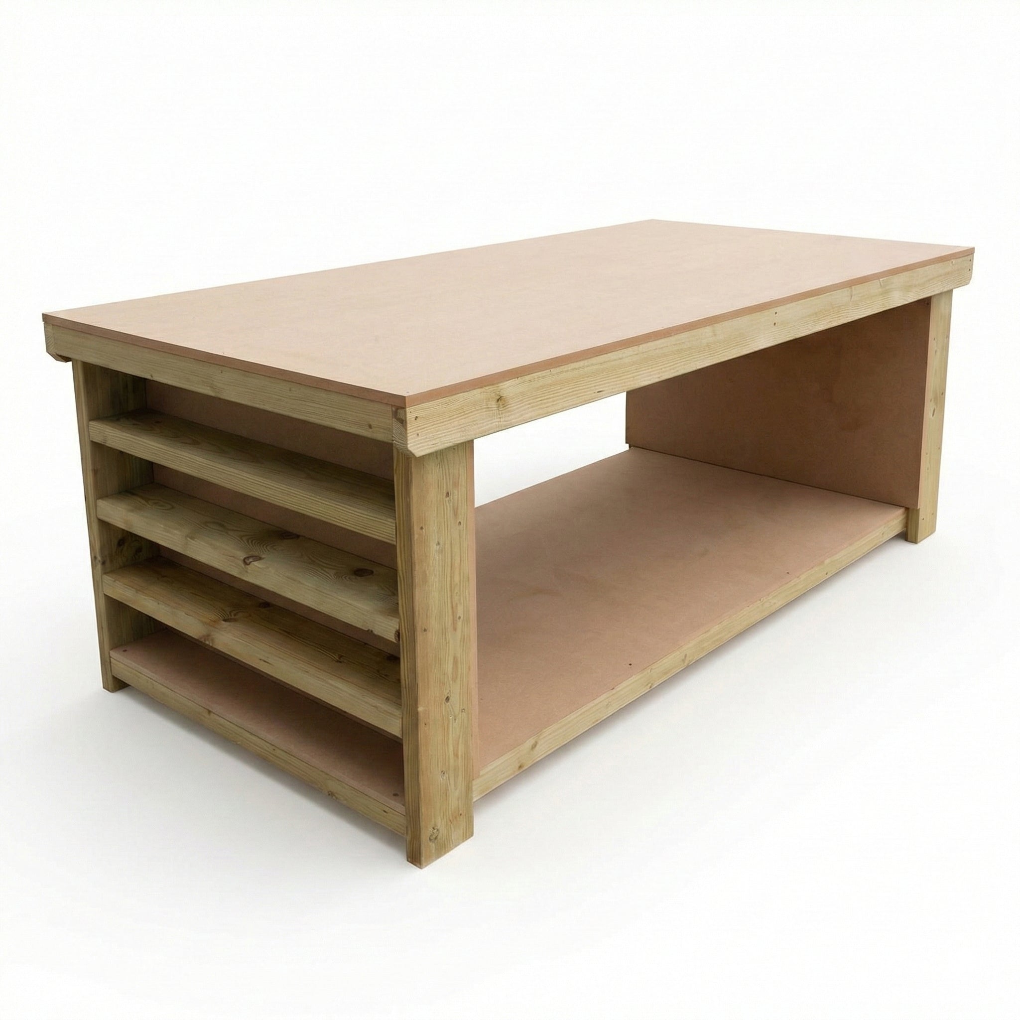 Wooden Workbench MDF Top with Extra shelving Depth-3ft