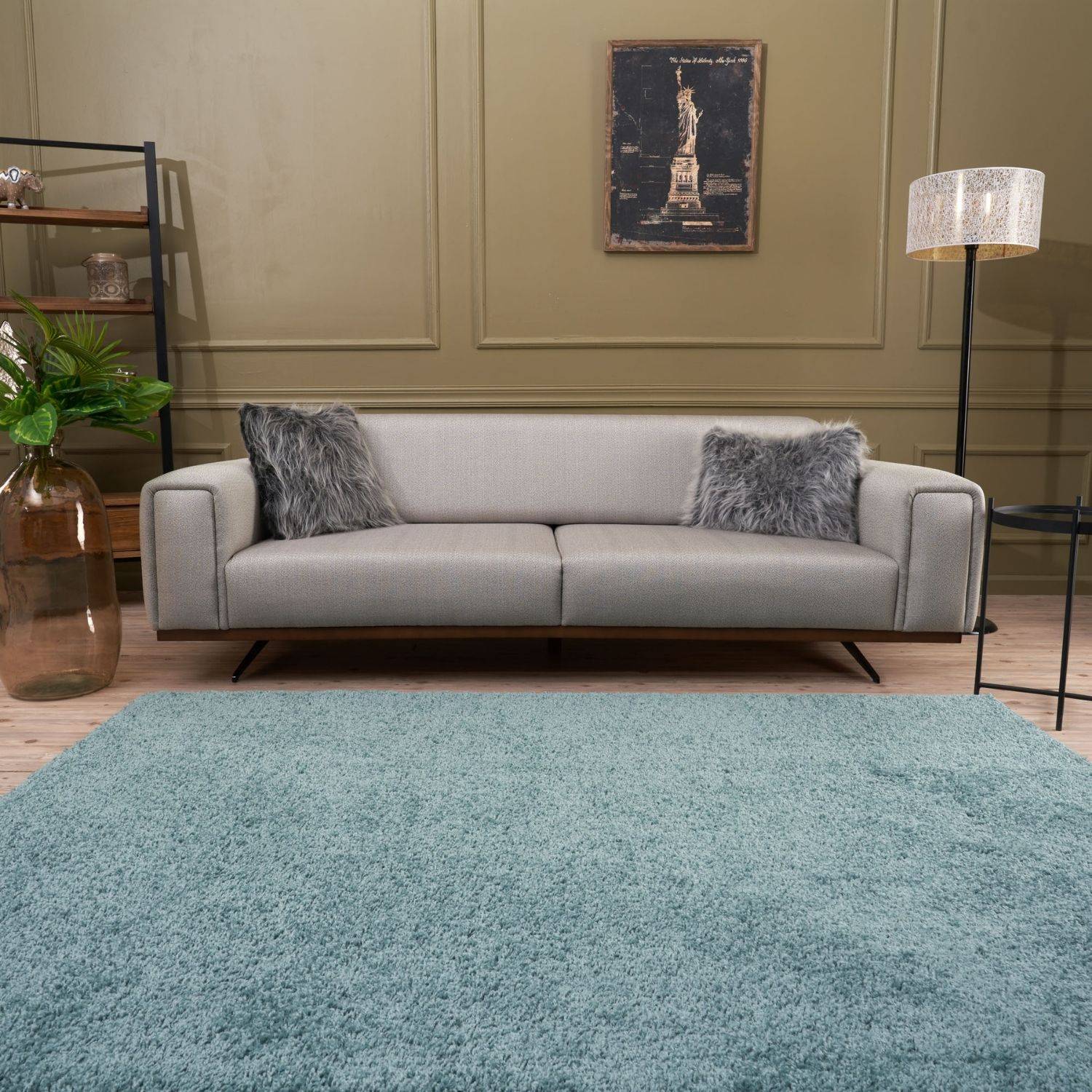 Myshaggy Solid Duck Egg Blue Rug