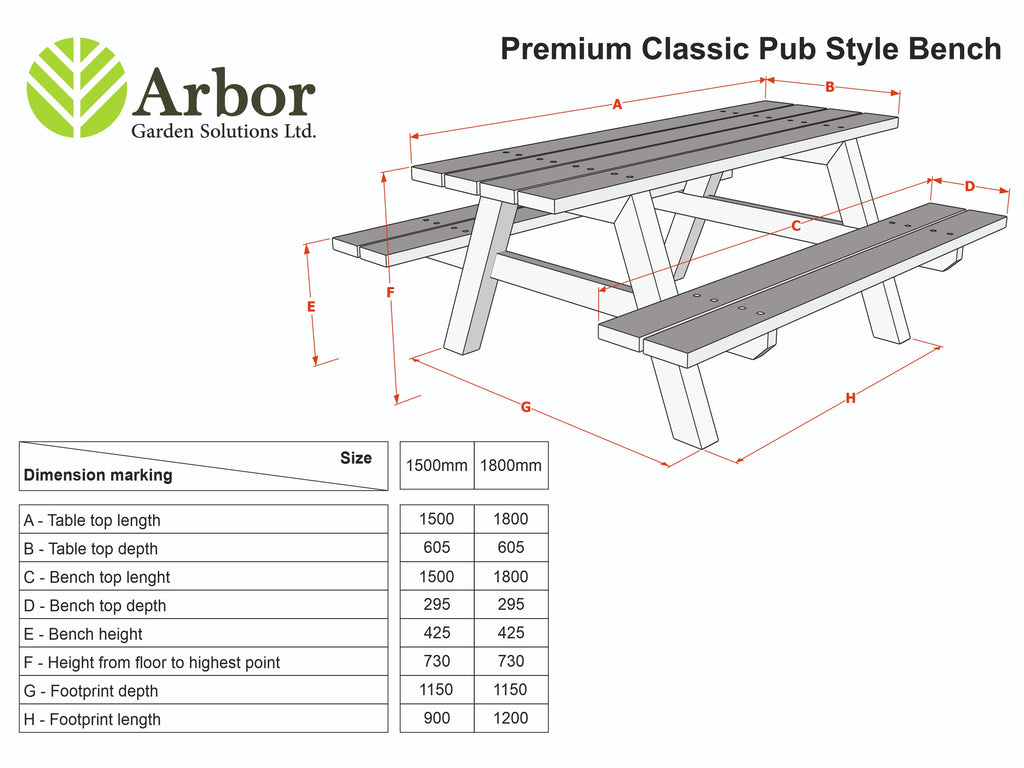 Premium Classic Pub Style Bench - Heavy Duty