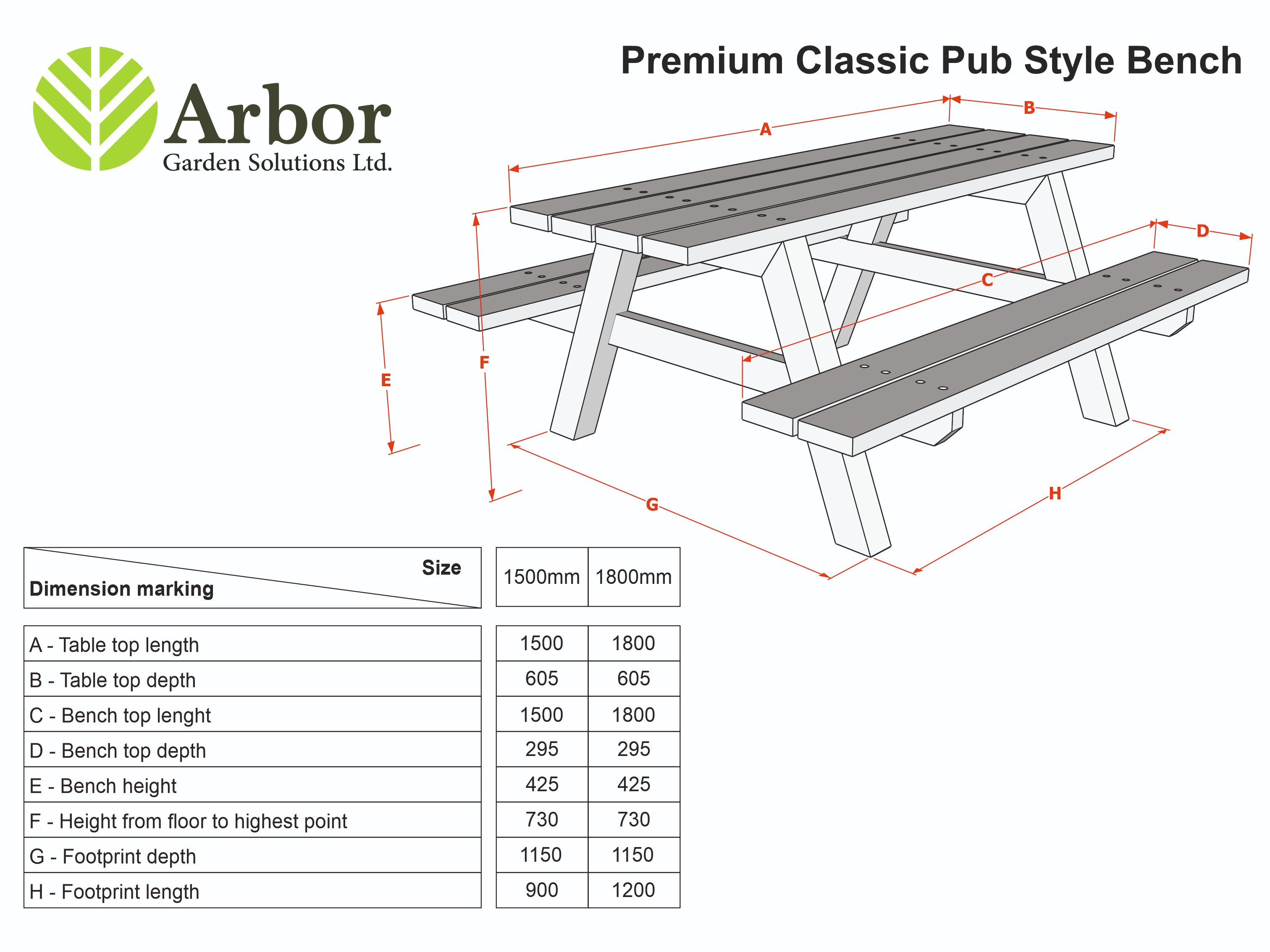 Premium Classic Pub Style Bench - Heavy Duty