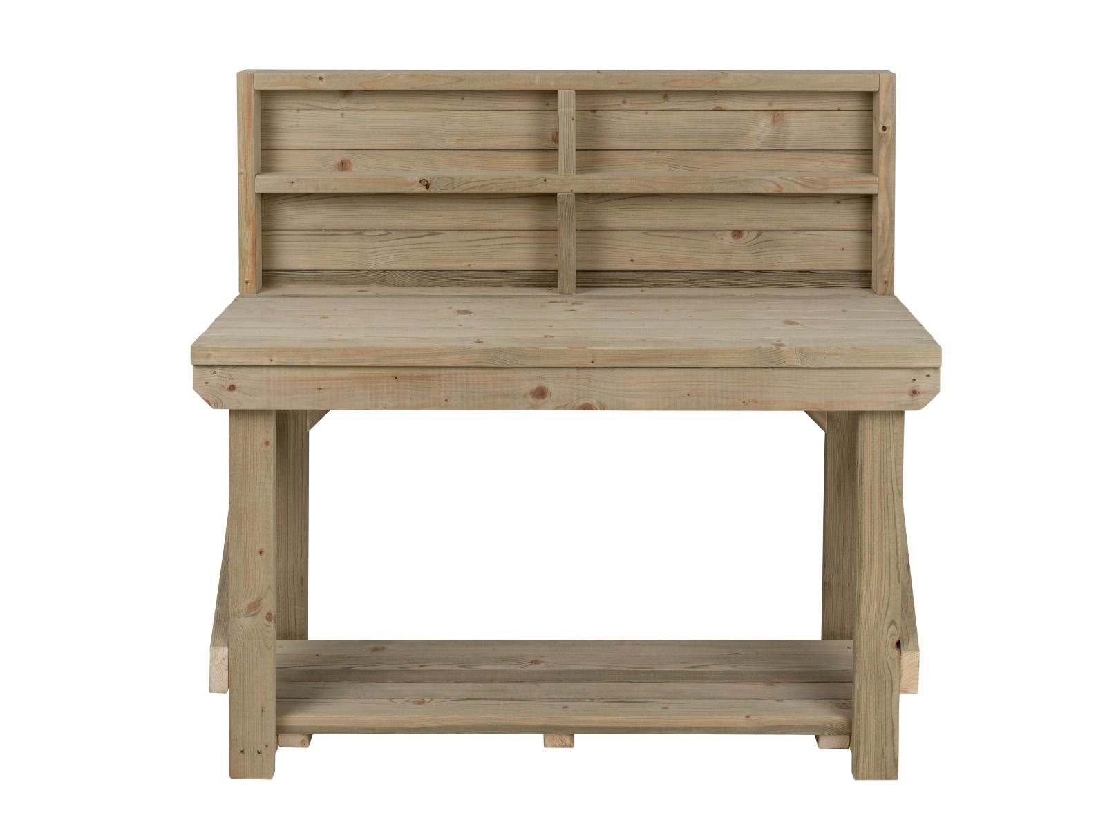 Indoor/outdoor workbench, pressure treated bench with back panel