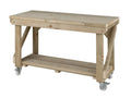 Indoor/outdoor workbench, pressure treated bench with wheels