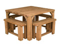 QUADRUM Rounded Picnic Table With 4 Benches - Rustic Finish