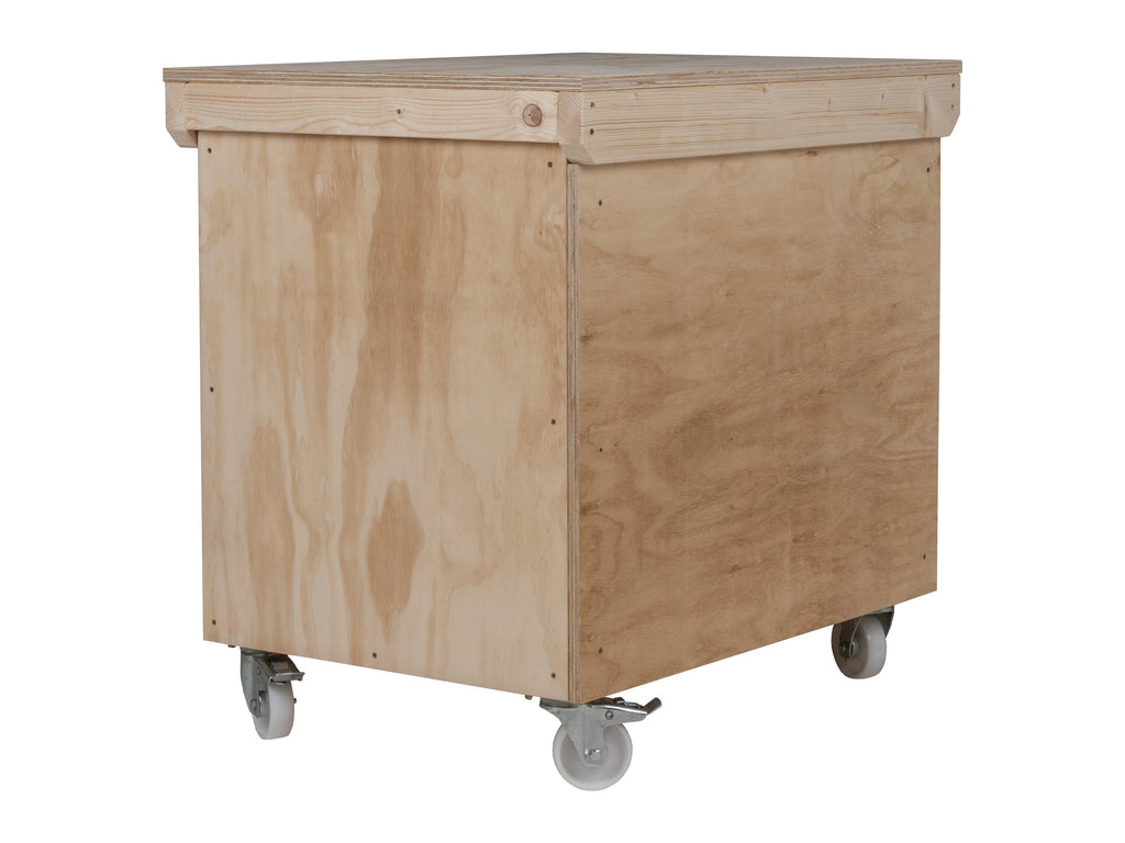 Wooden Plywood Top Workbench With Lockable Cupboard (V.9) With Wheels
