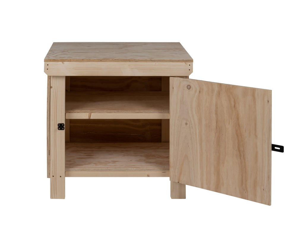 Wooden Plywood Top Workbench With Lockable Cupboard (V.9) Double Shelf