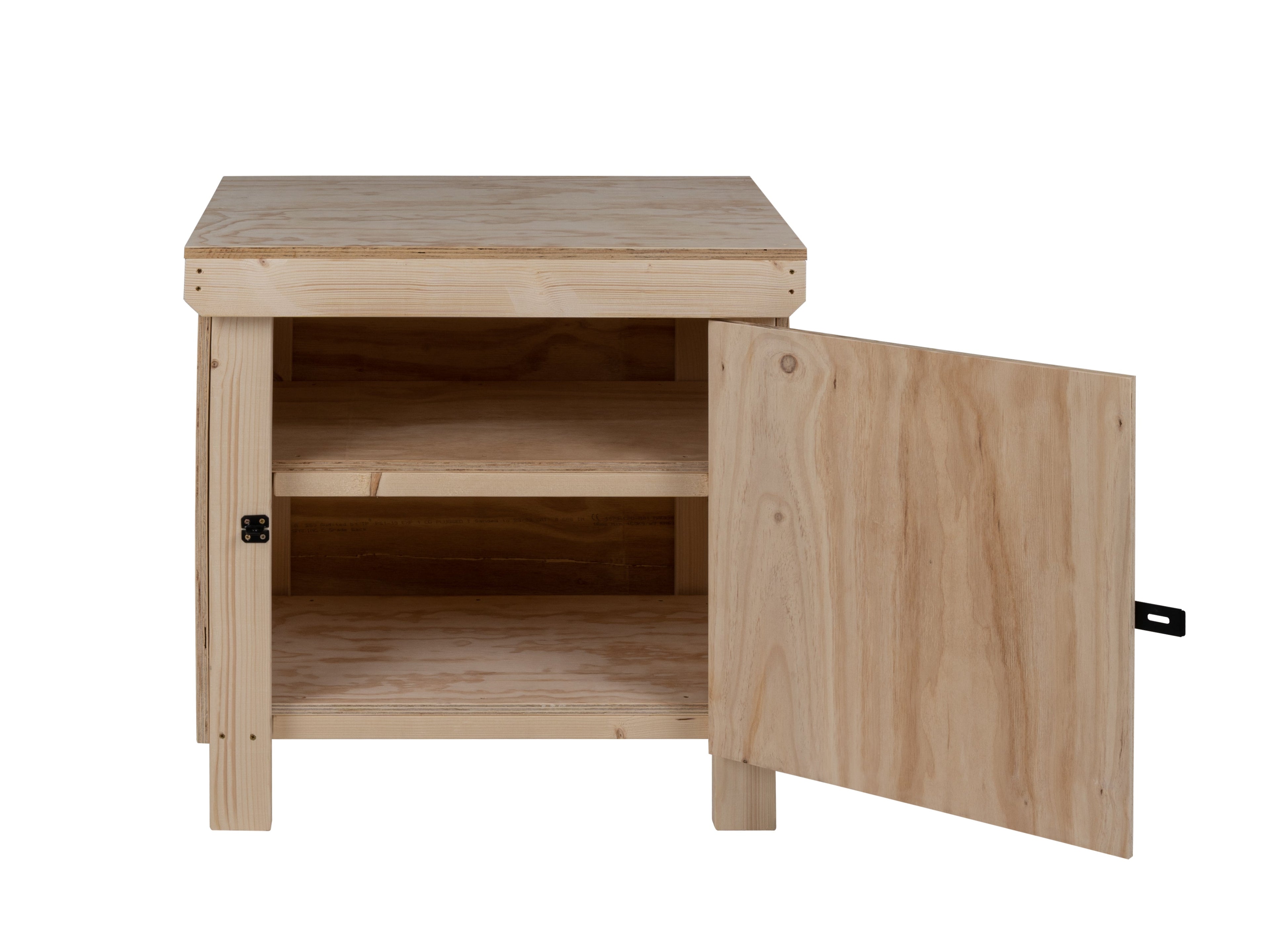 Wooden Plywood Top Workbench With Lockable Cupboard (V.9) Double Shelf