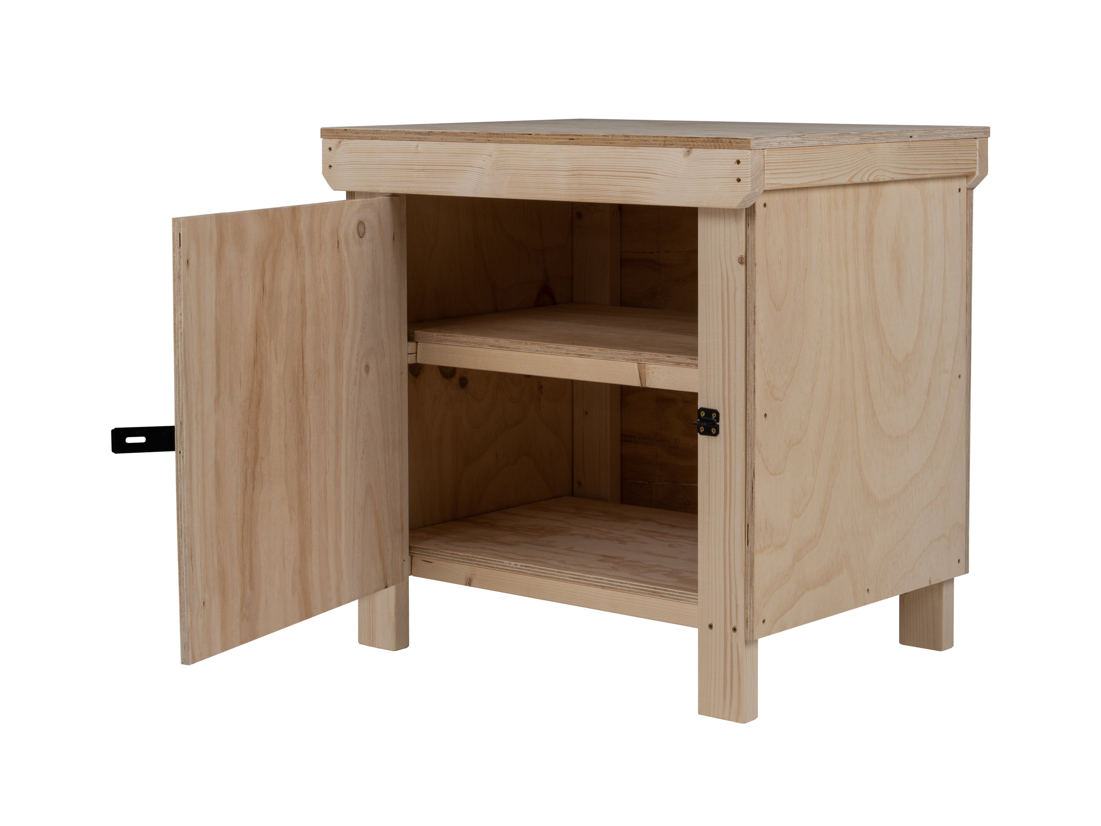 Wooden Plywood Top Workbench With Lockable Cupboard (V.9) Double Shelf