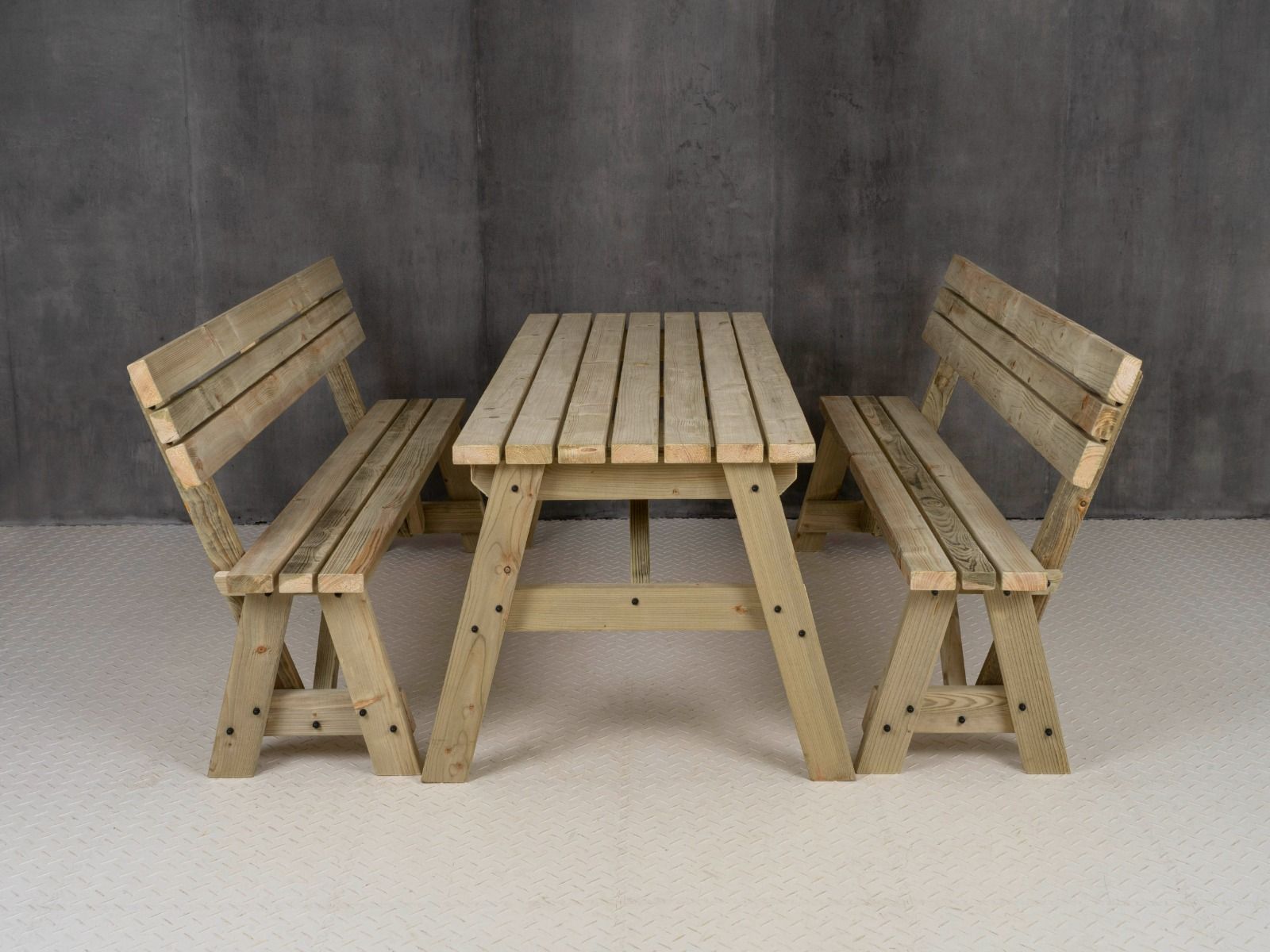 Victoria Picnic Table and Benches Set With Backrest