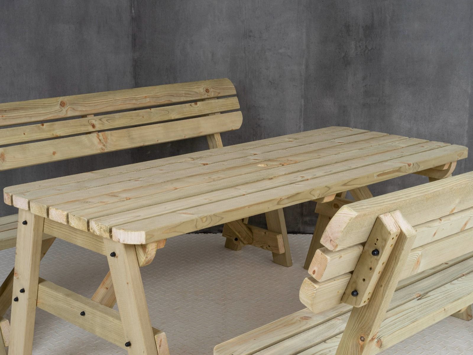 Victoria Rounded Picnic Table Benches Set With Backrest