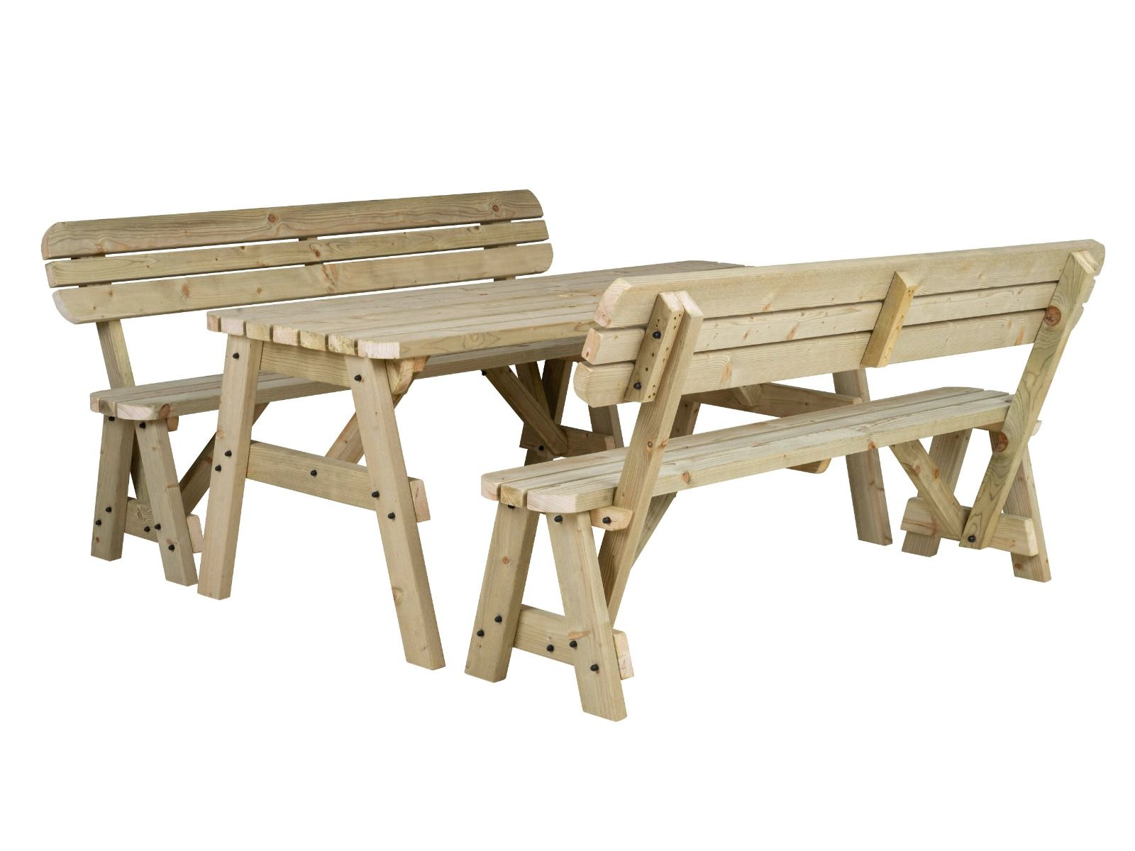 Victoria Rounded Picnic Table Benches Set With Backrest