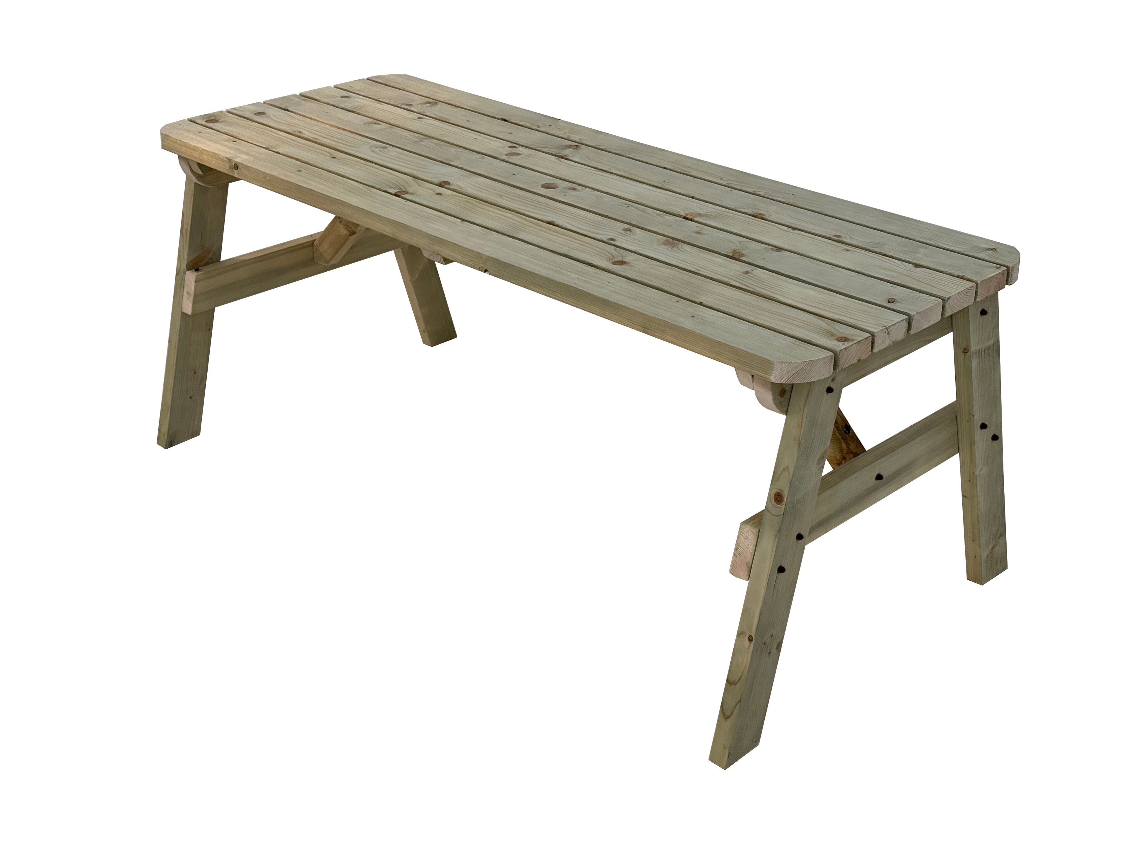 Victoria Rounded Wooden Garden Table, Outdoor Picnic Dining Desk