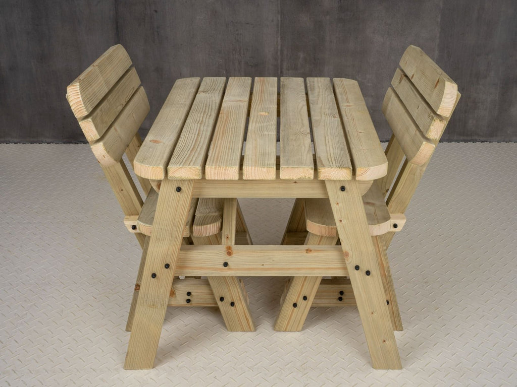 Victoria Space Saving Rounded Picnic Table and Benches Set With Backrest