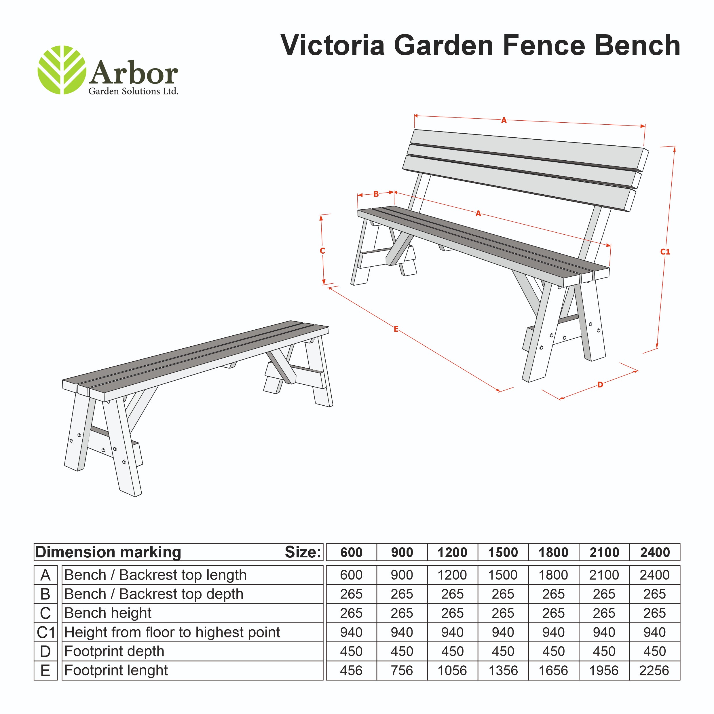 Victoria Wooden Garden Rounded Bench, Outdoor Fence Seat