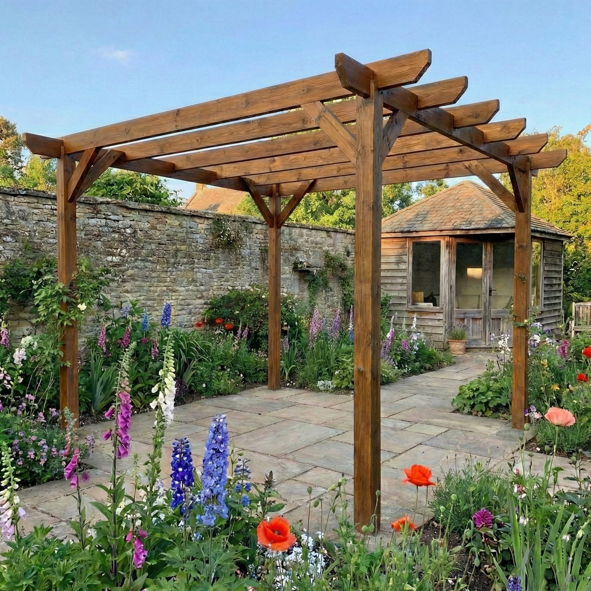 Chamfered Wooden Garden Pergola Kit