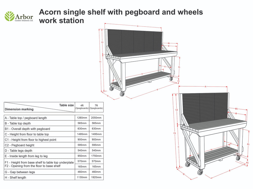 Wooden Kiln-dry Workbench With Peg Board
