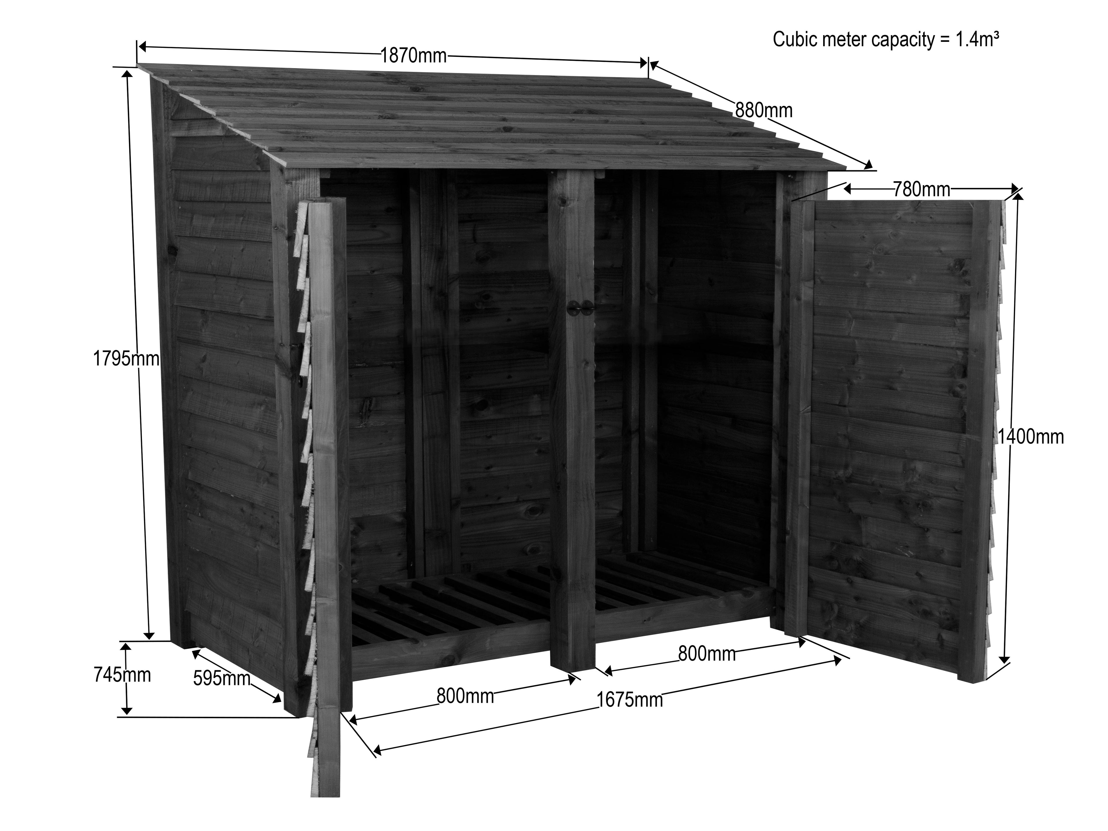 Wooden Garden Tool Storage W-187cm, H-126cm or 180cm, D-88cm