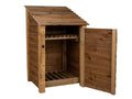 Wooden Log Store with Door and Shelf W-79cm, H-126cm or 180cm, D-88cm - Brown Finish