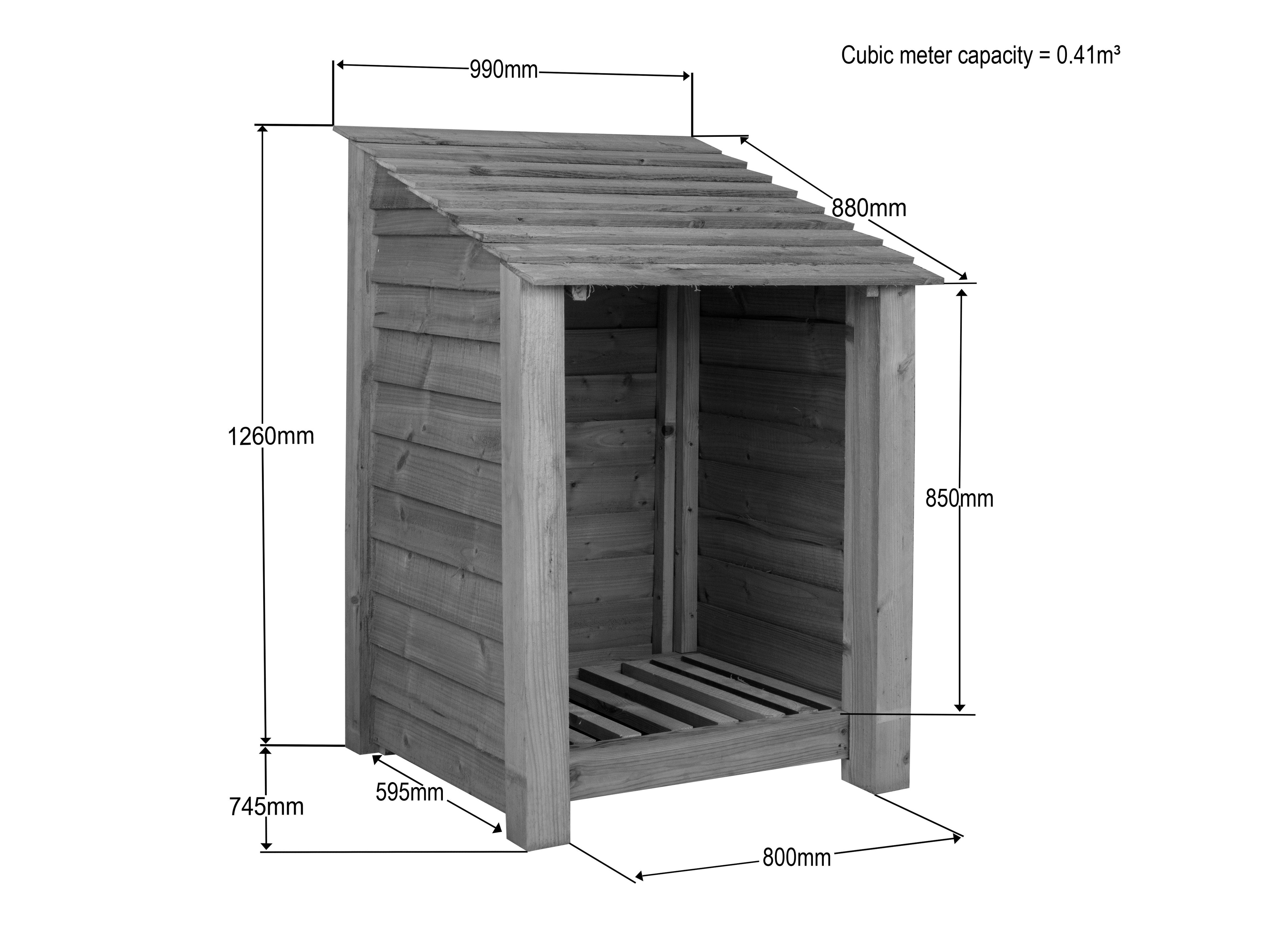 Wooden Premium Tongue/Groove Log Store (W-99cm, H-126cm or H-180cm, D-88cm)
