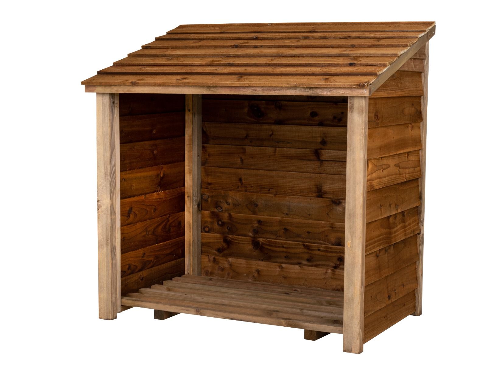 Wooden Log Store (W-119cm, H-118cm, D-71cm) - Brown Finish