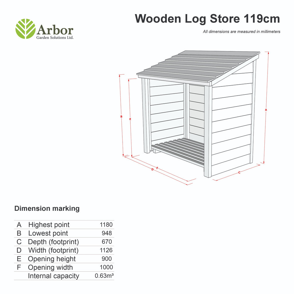 Wooden Log Store (W-119cm, H-118cm, D-71cm)