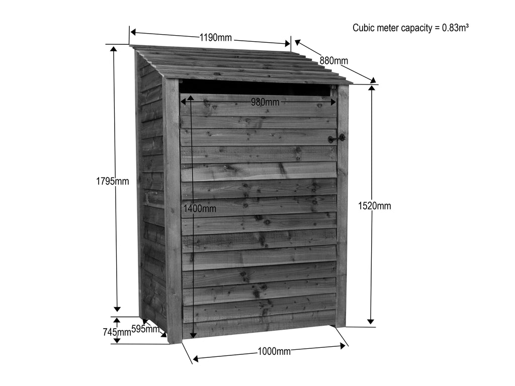 Wooden Garden Tool Storage W-119cm, H-126cm or 180cm, D-88cm - Brown Finish