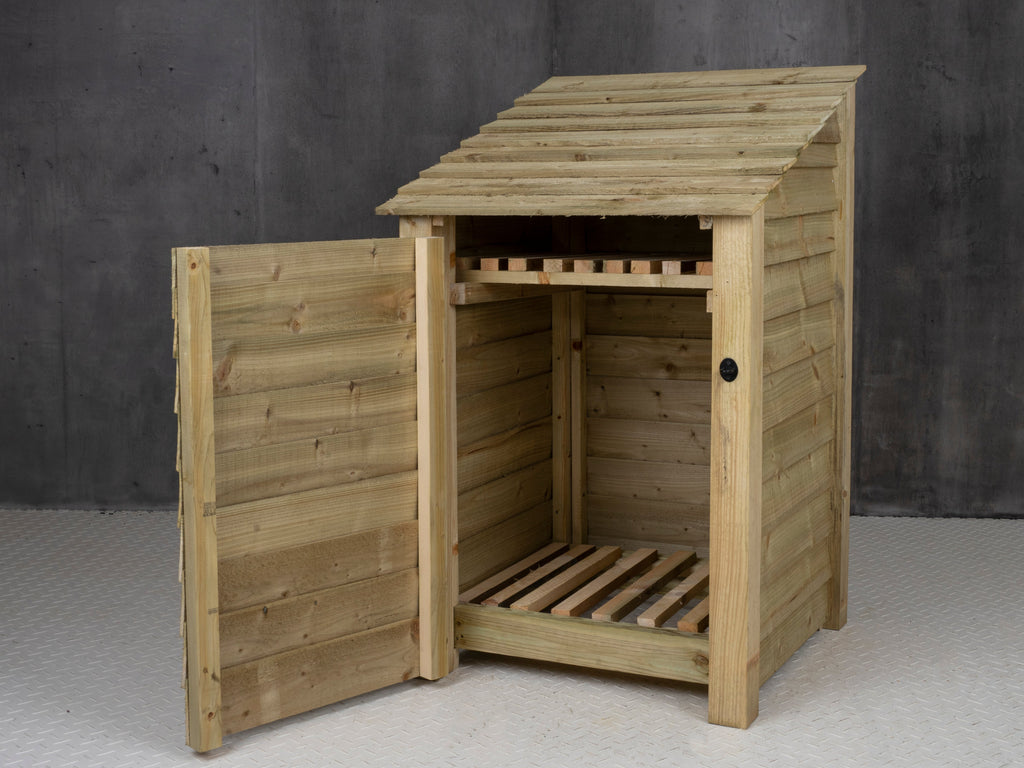 Wooden Log Store with Door and Shelf W-79cm, H-126cm or 180cm, D-88cm