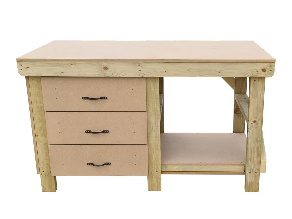 Wooden MDF top tool cabinet workbench with storage shelf (V.7)