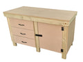 Wooden MDF top workbench, tool cabinet with lockable cupboard (V.3) double shelf