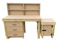 Wooden MDF top workbench with drawers, back panel and functional lockable cupboard (V.6)