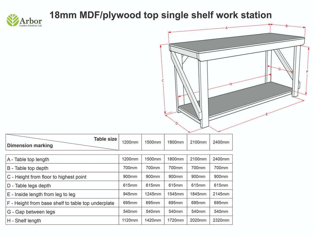 Wooden MDF top Workbench