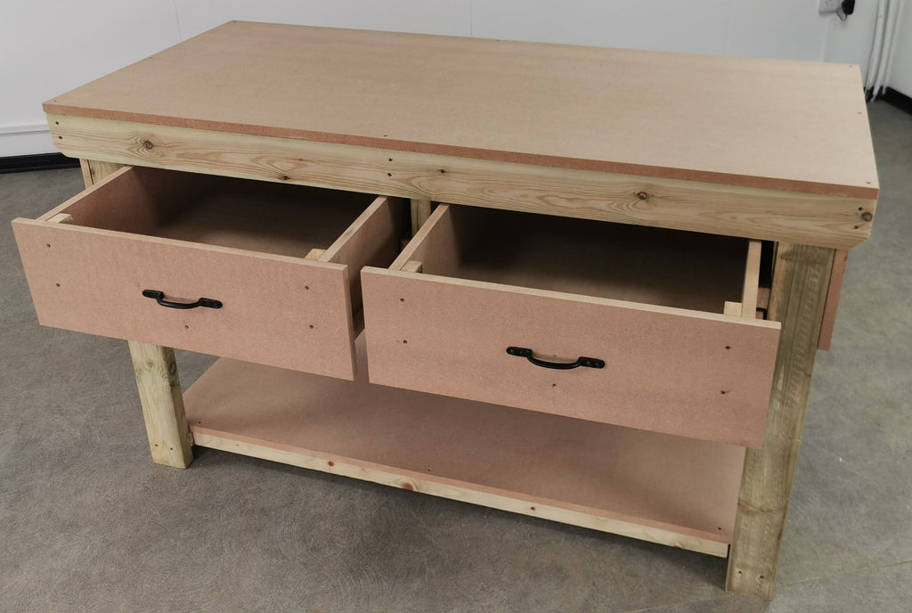 Wooden MDF top workbench, tool cabinet with drawers (V.1)