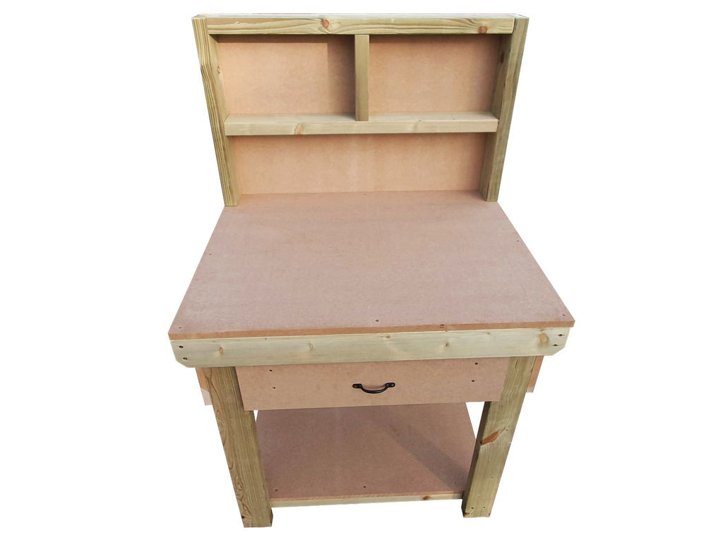 Wooden MDF workbench, tool cabinet with drawer (V.1) with back