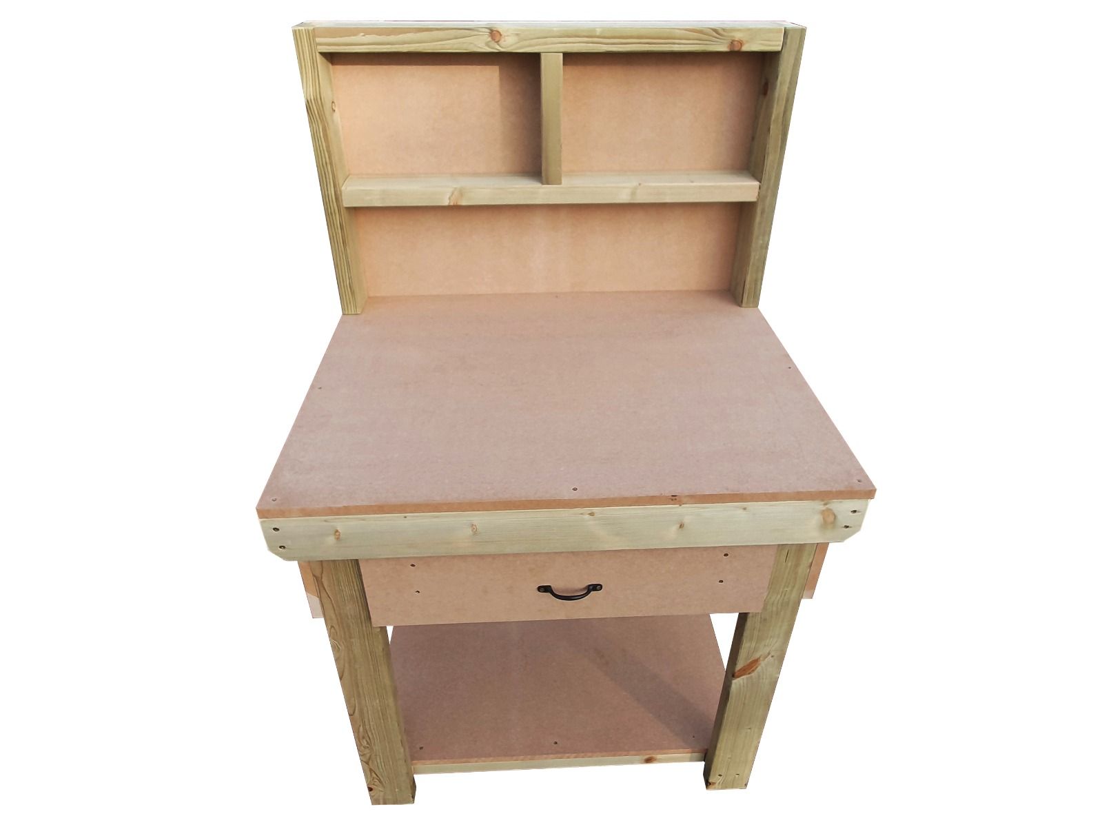 Wooden MDF workbench, tool cabinet with drawer (V.1) with back