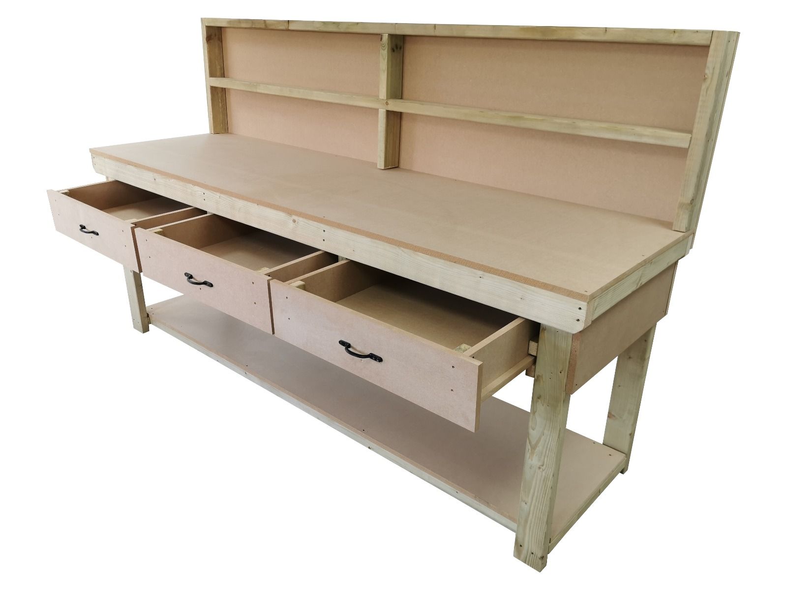 Wooden MDF workbench, tool cabinet with drawer (V.1) with back