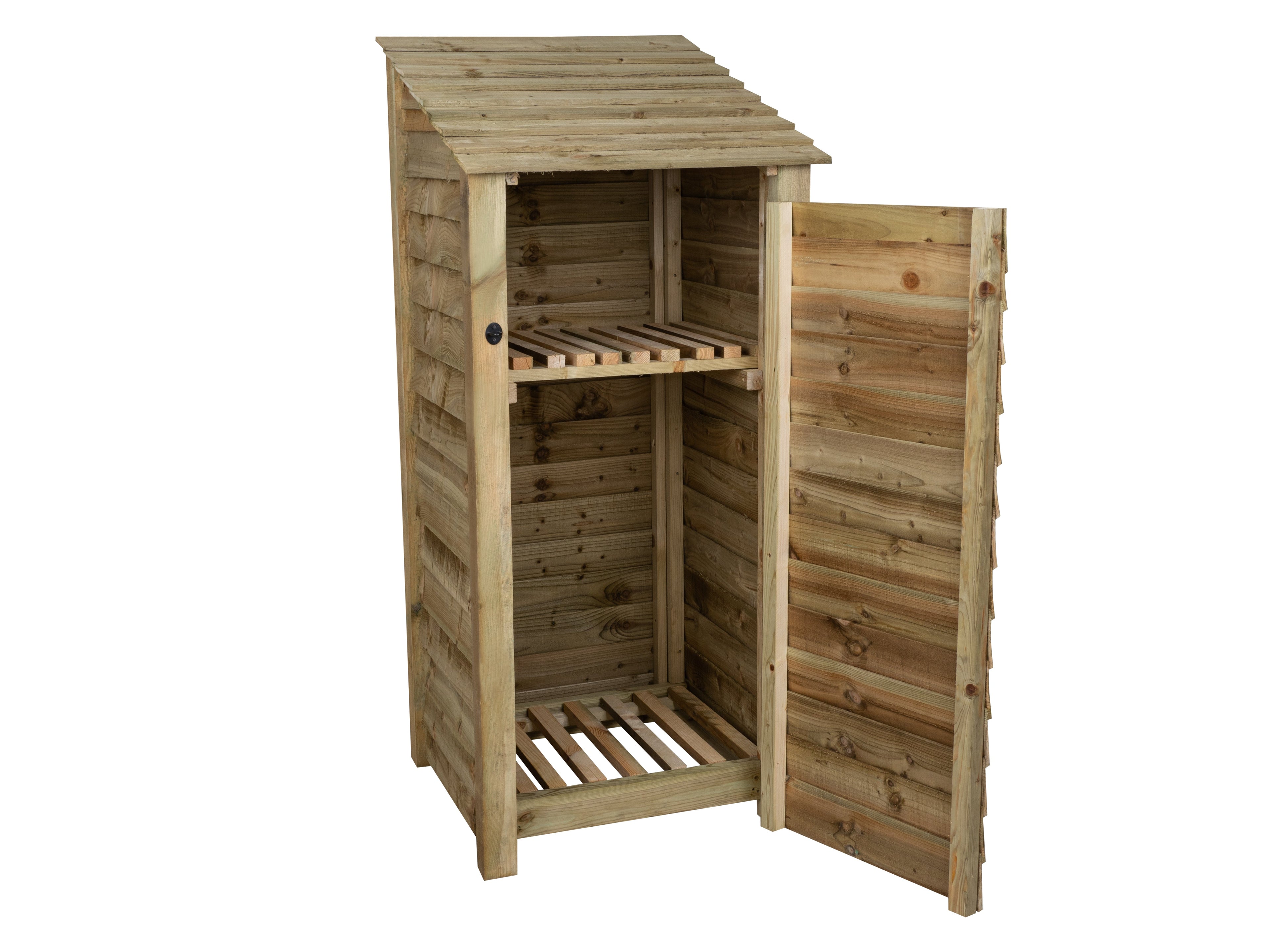 Wooden Log Store with Door and Shelf W-79cm, H-126cm or 180cm, D-88cm