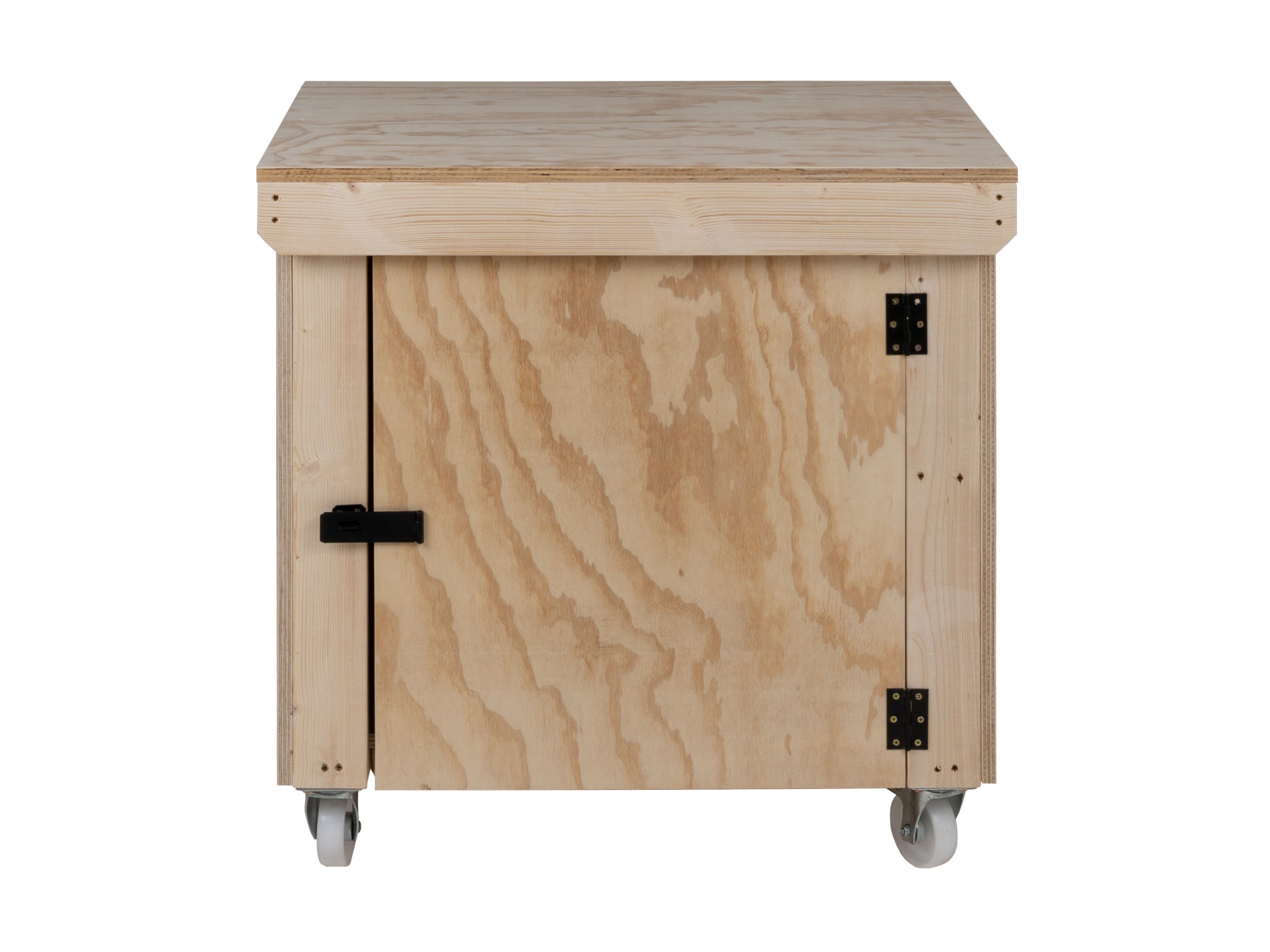 Wooden Plywood Top Workbench With Lockable Cupboard (V.9) With Wheels