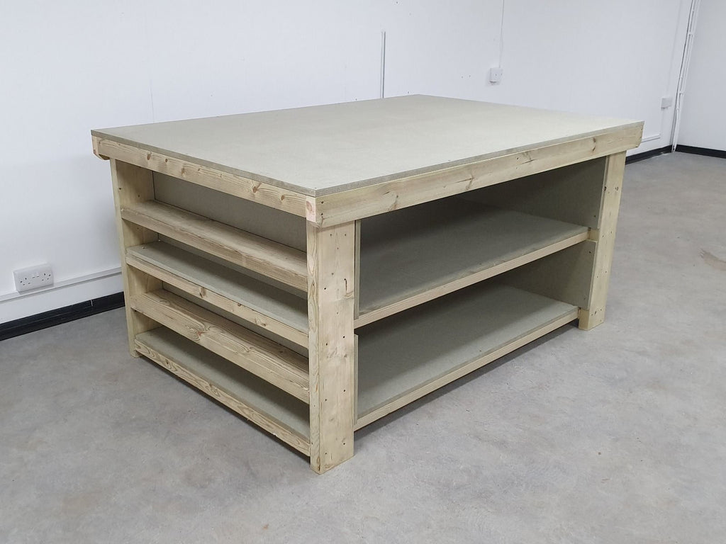 Wooden UniMDF Moisture Resistant Workbench with Extra Shelving Depth-3ft