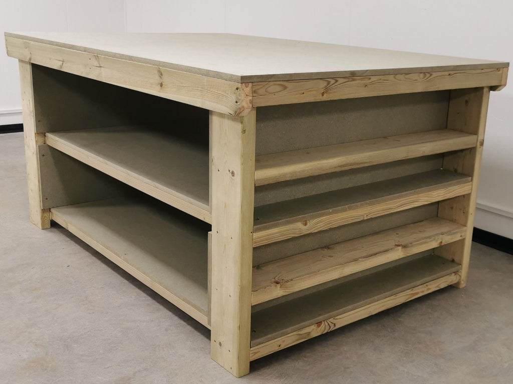 Wooden UniMDF Moisture Resistant Workbench with Extra Shelving Depth-3ft