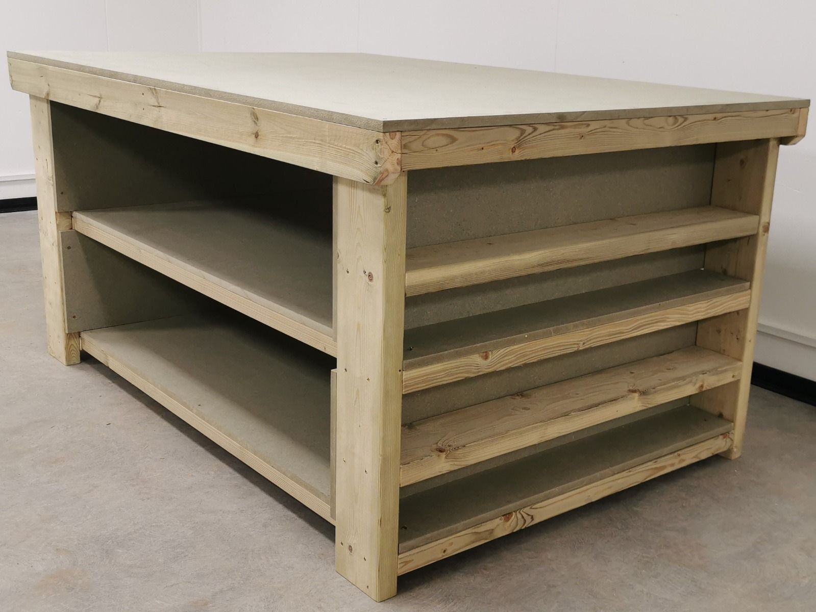 Wooden UniMDF Moisture Resistant Workbench with Extra Shelving Depth-3ft