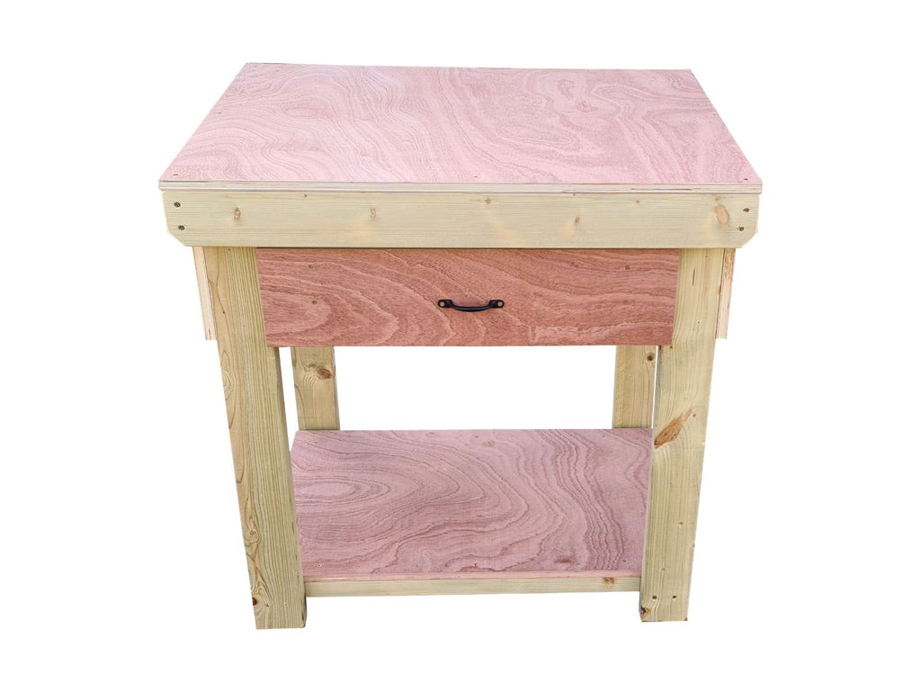 Wooden Eucalyptus hardwood workbench, tool cabinet with drawer (V.1)