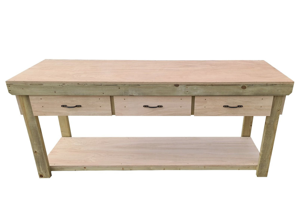 Wooden Eucalyptus hardwood workbench, tool cabinet with drawer (V.1)