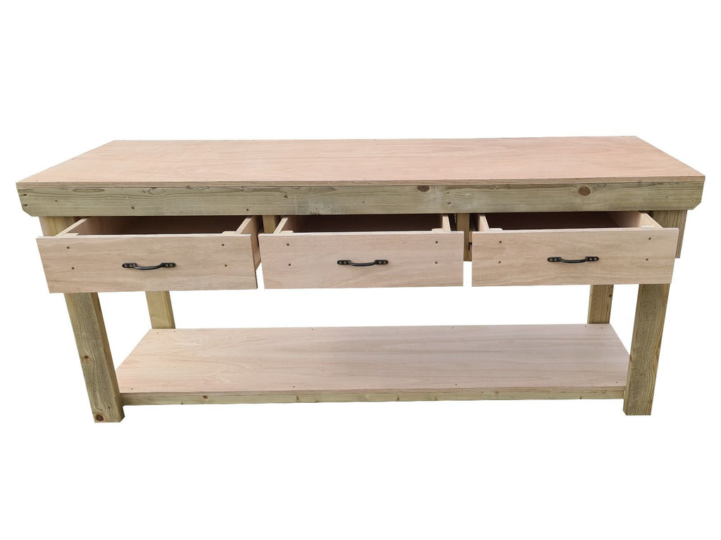 Wooden Eucalyptus hardwood workbench, tool cabinet with drawer (V.1)