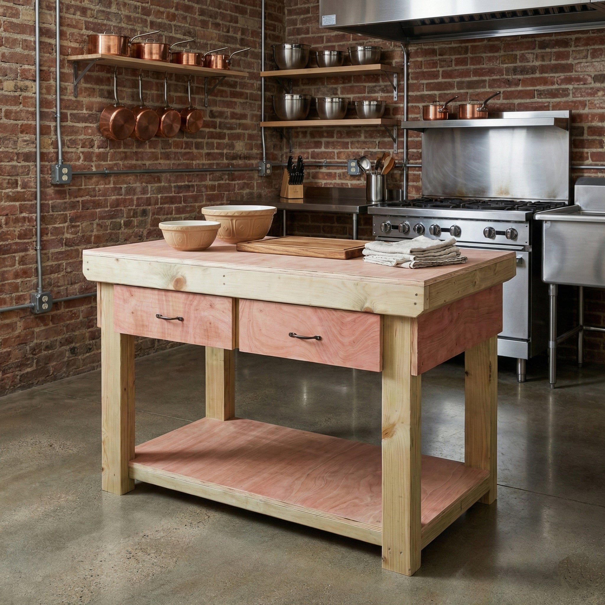 Wooden Eucalyptus hardwood workbench, tool cabinet with drawer (V.1)