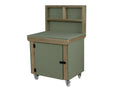 Wooden UniMDF Moisture Resistant Workbench With Lockable Cupboard (V.9) With Back panel, Wheels