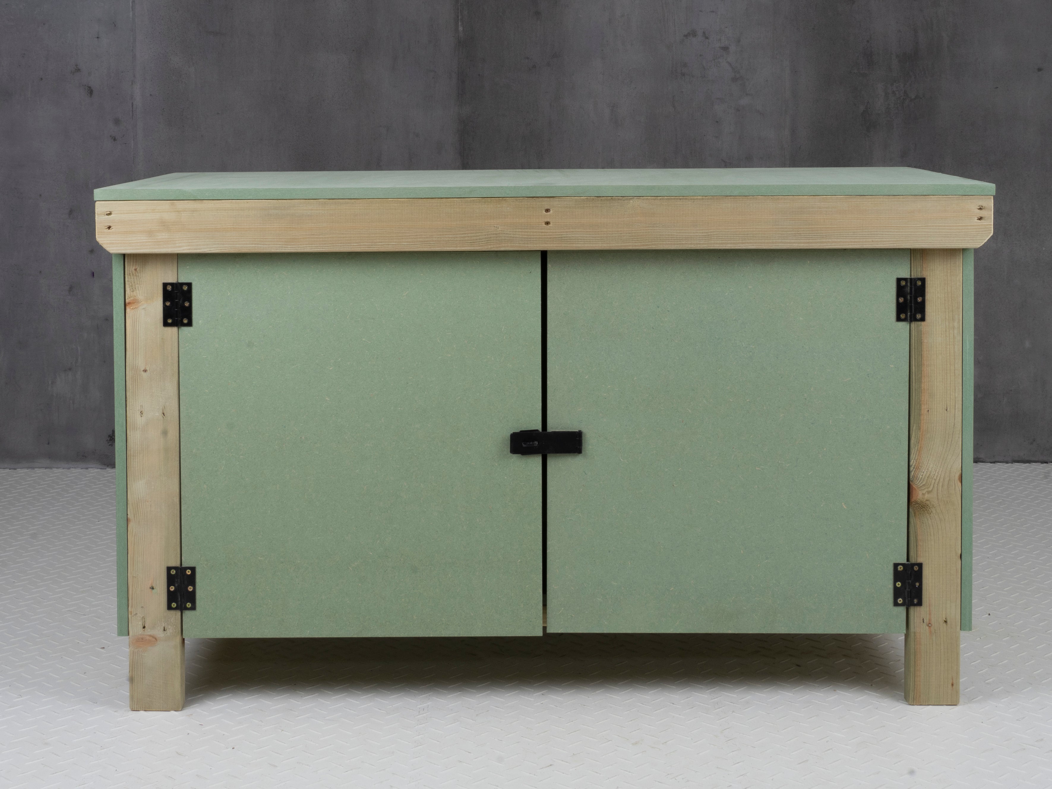 Wooden UniMDF Moisture Resistant Workbench With Lockable Cupboard (V.9)
