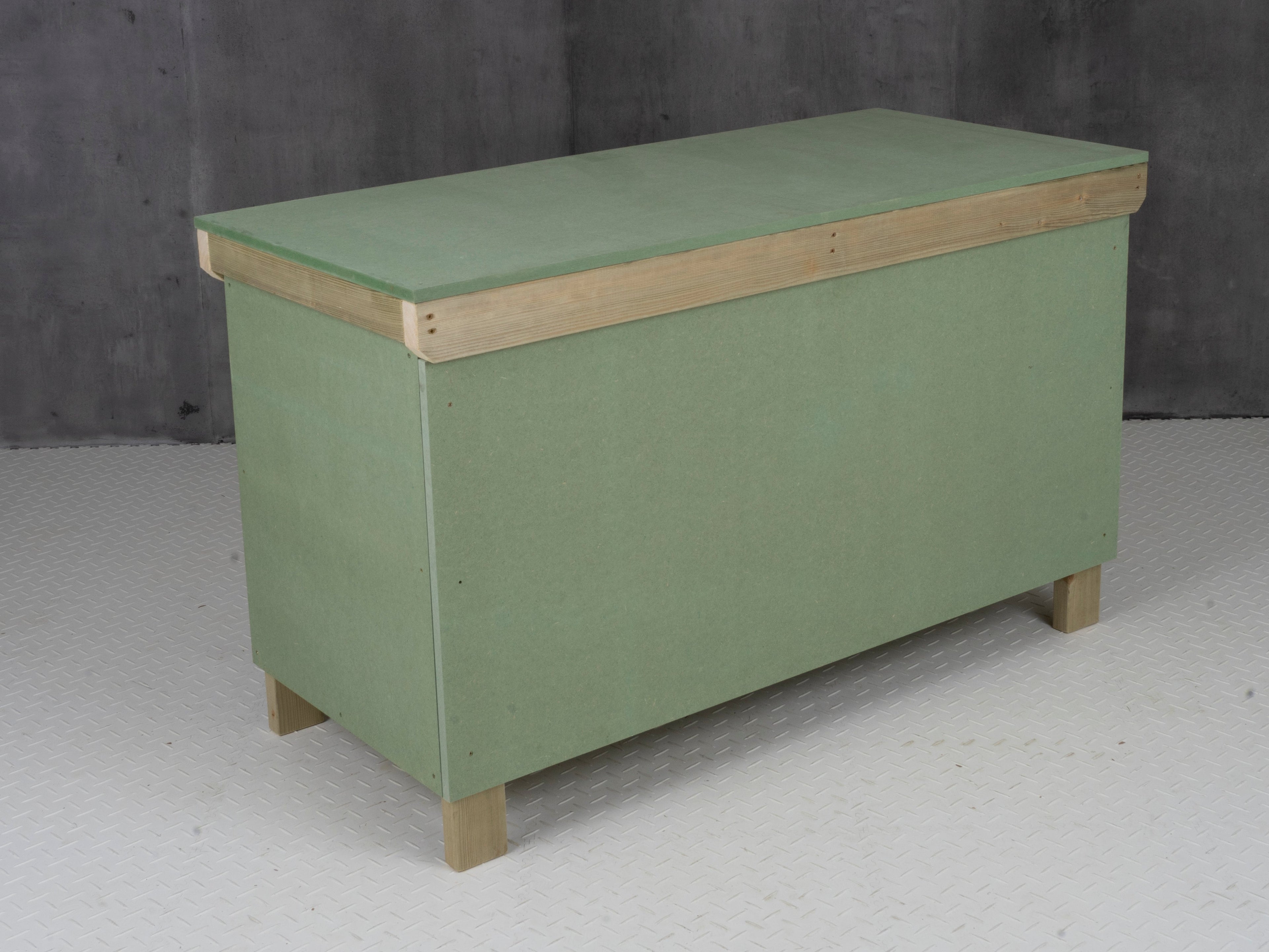 Wooden UniMDF Moisture Resistant Workbench With Lockable Cupboard (V.9) Double Shelf