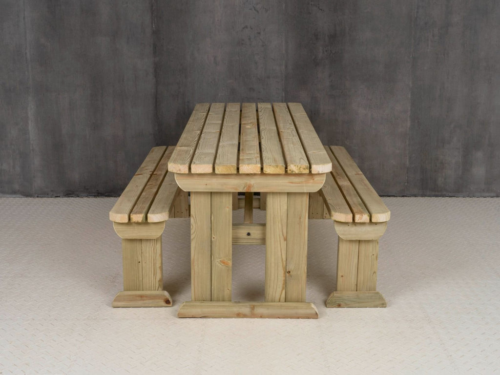 Yews Rounded Space Saving Picnic Table and Benches Set