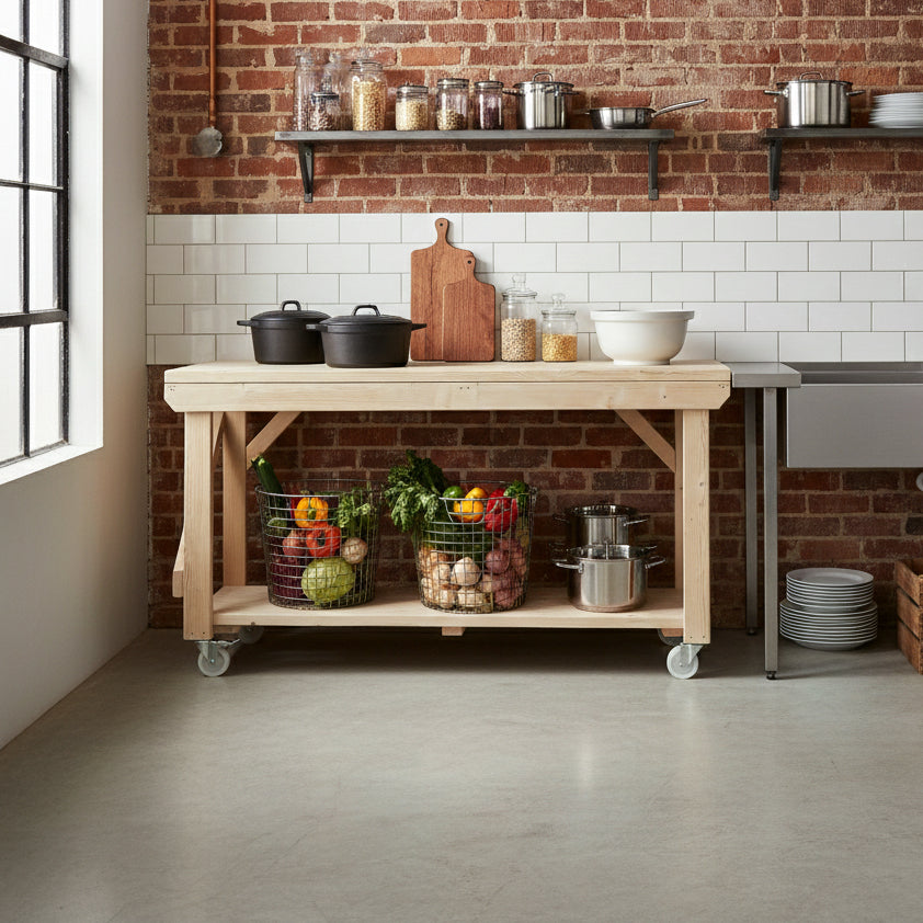Acorn Wooden Workbench With Wheels