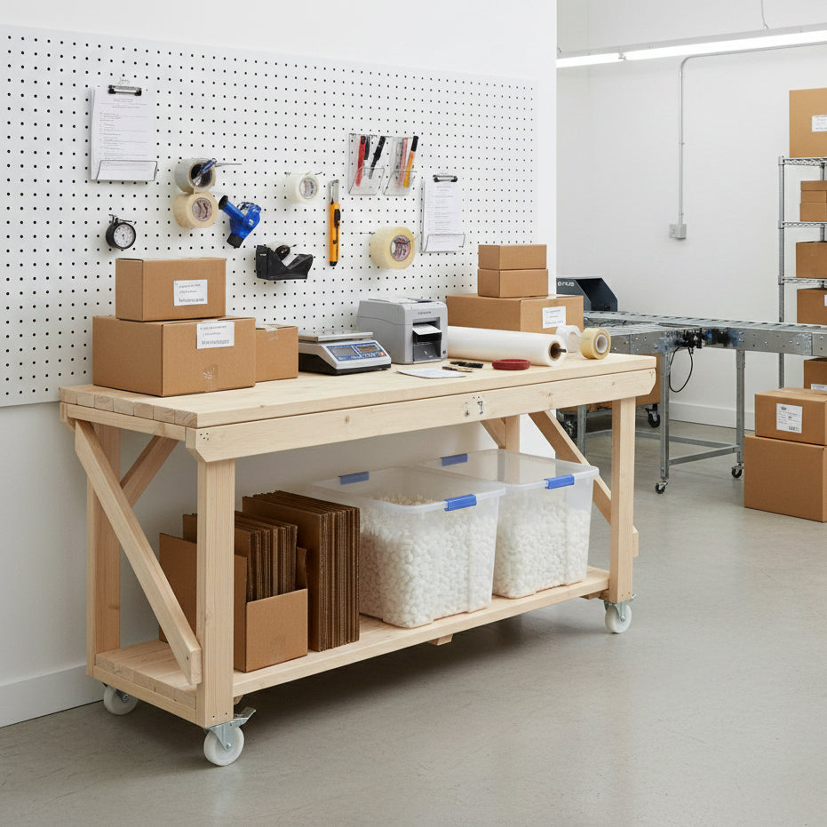 Acorn Wooden Workbench With Wheels